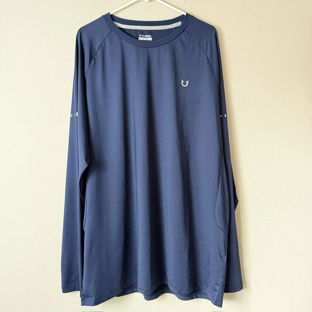 Northyard Mens 2XL Navy Blue Long Sleeve Performance‎ Training Shirt Reflective